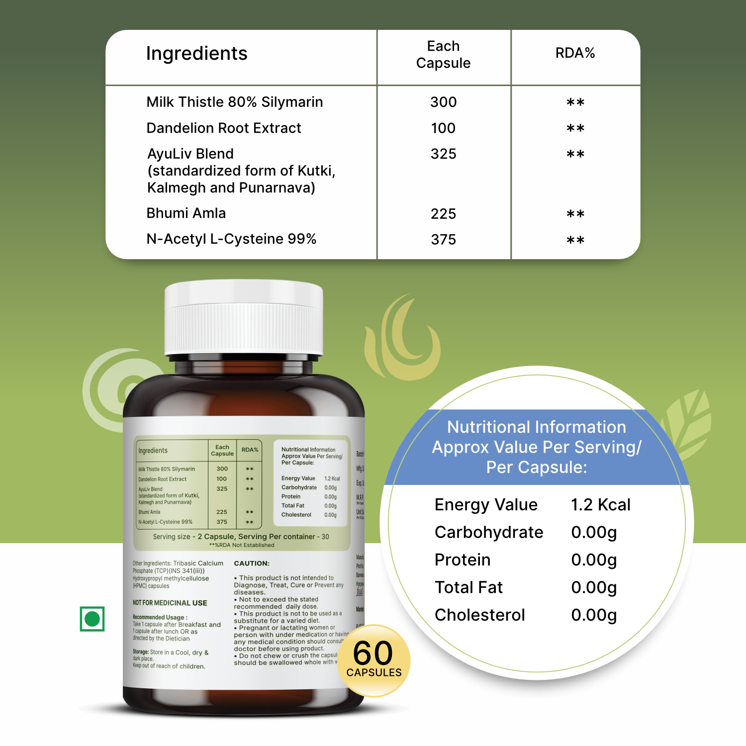 Ayudhan LivPhyt – Complete Liver Detox & Gut Support Capsules